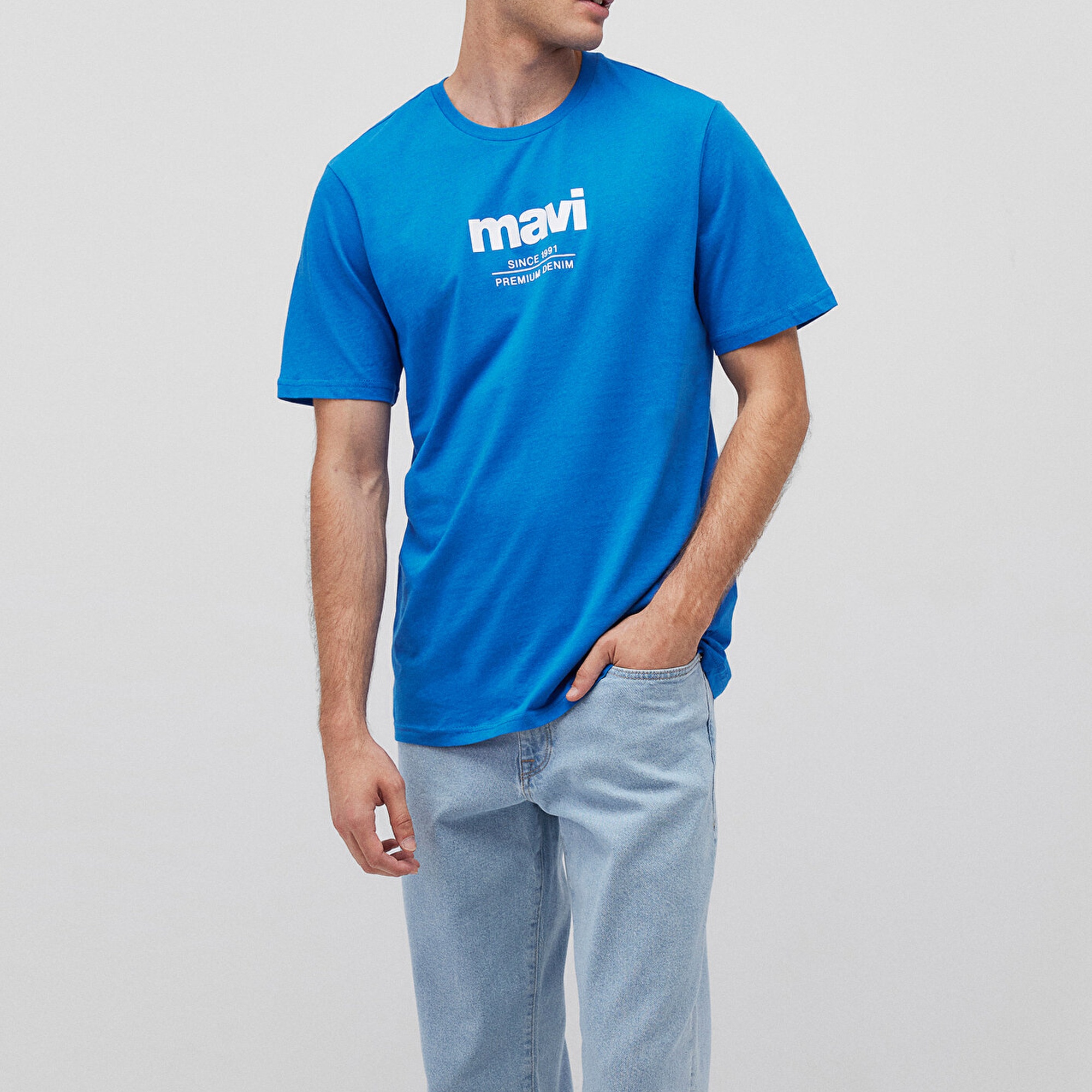 Mavi Mavi Logo Baskılı Mavi Tişört Regular Fit / Normal Kesim 066849-70913