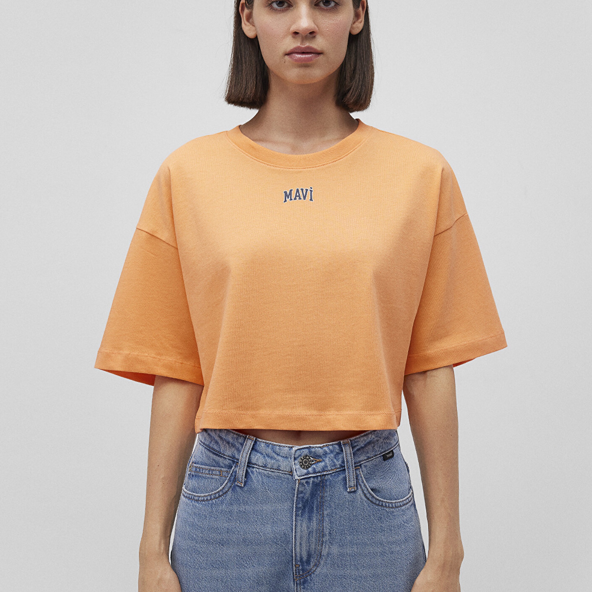 Mavi Mavi Logo Baskılı Turuncu Crop Tişört Crop / Kısa Kesim 1611585-84617