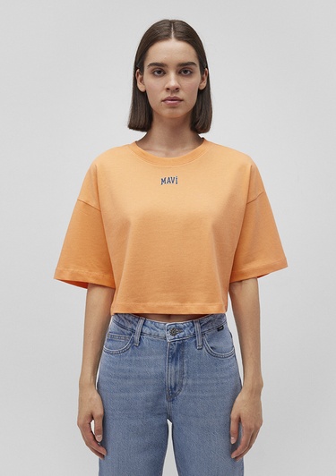  Mavi Mavi Logo Baskılı Turuncu Crop Tişört Crop / Kısa Kesim 1611585-84617