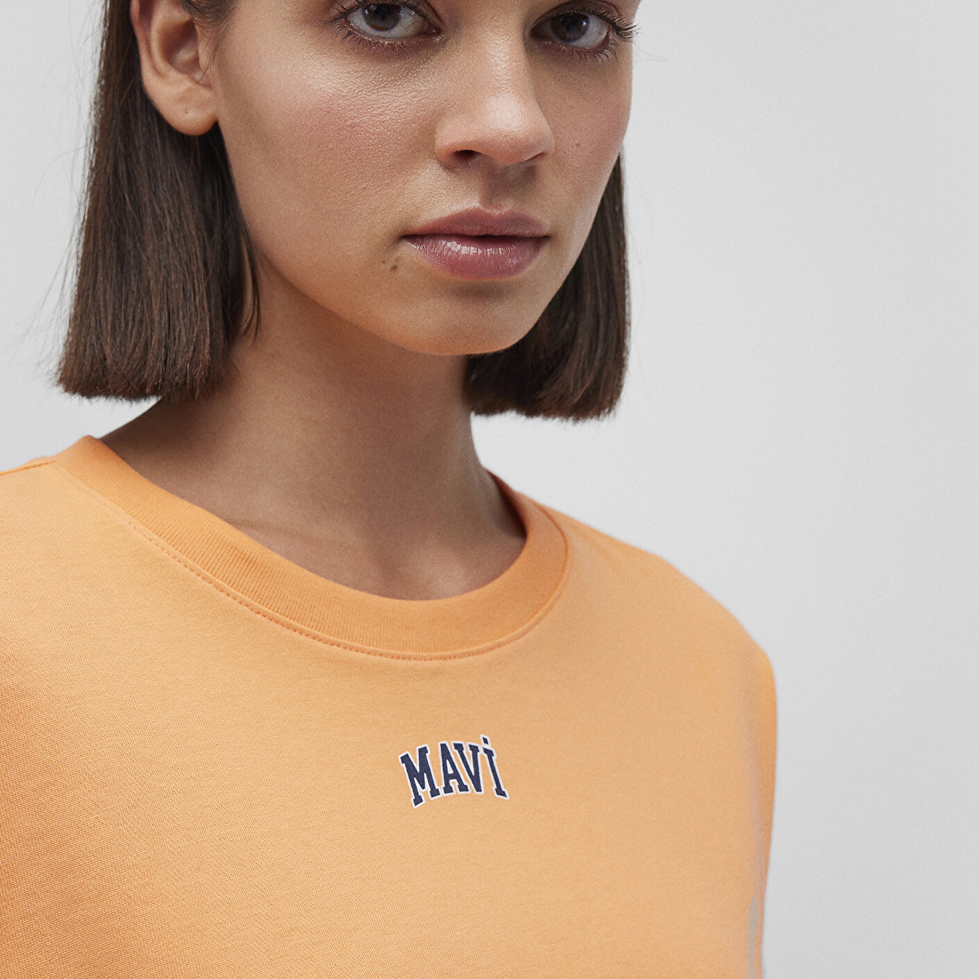 Mavi Mavi Logo Baskılı Turuncu Crop Tişört Crop / Kısa Kesim 1611585-84617