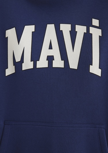  Mavi Mavi Logo Baskılı Kapüşonlu Lacivert Sweatshirt 1600361-70722