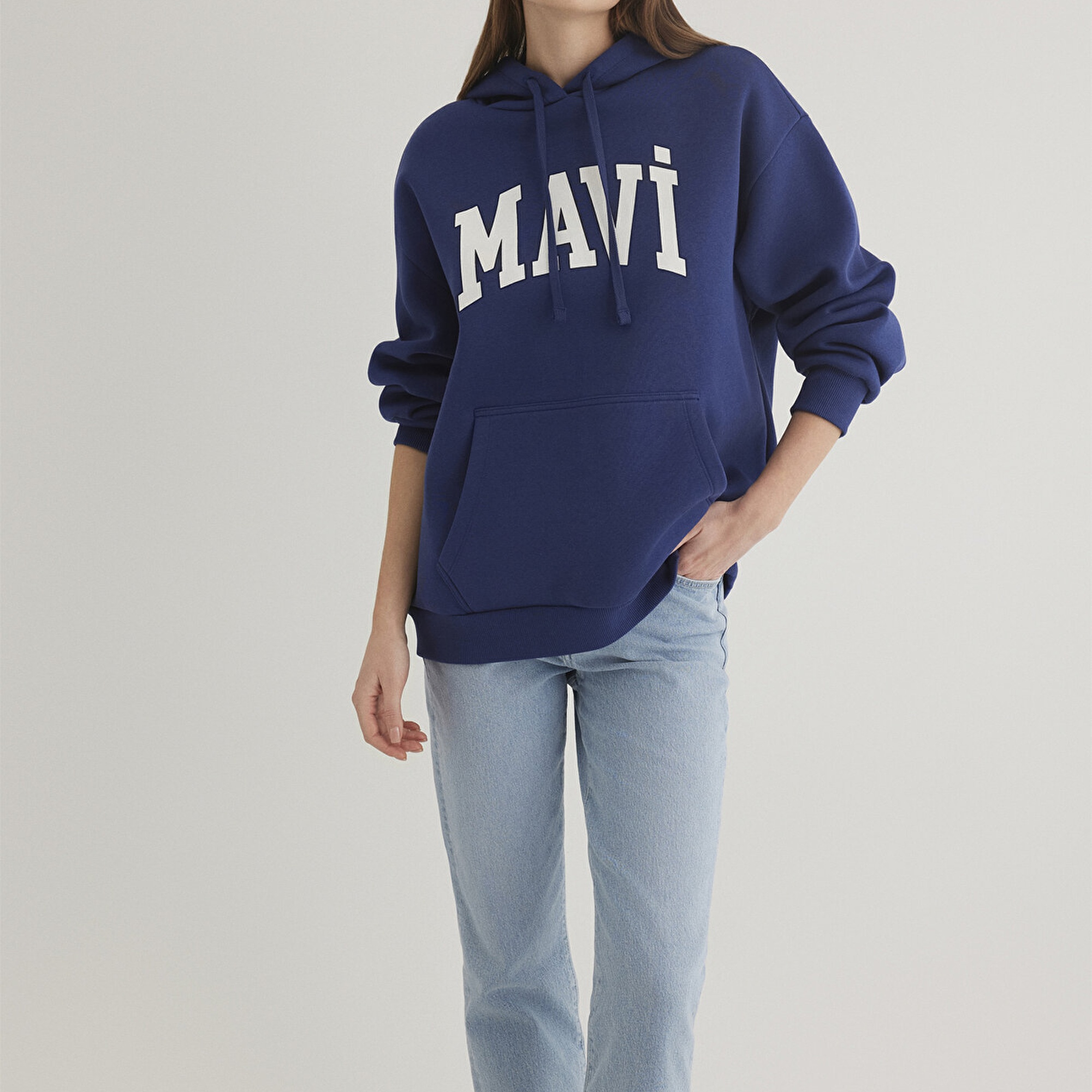Mavi Mavi Logo Baskılı Kapüşonlu Lacivert Sweatshirt 1600361-70722