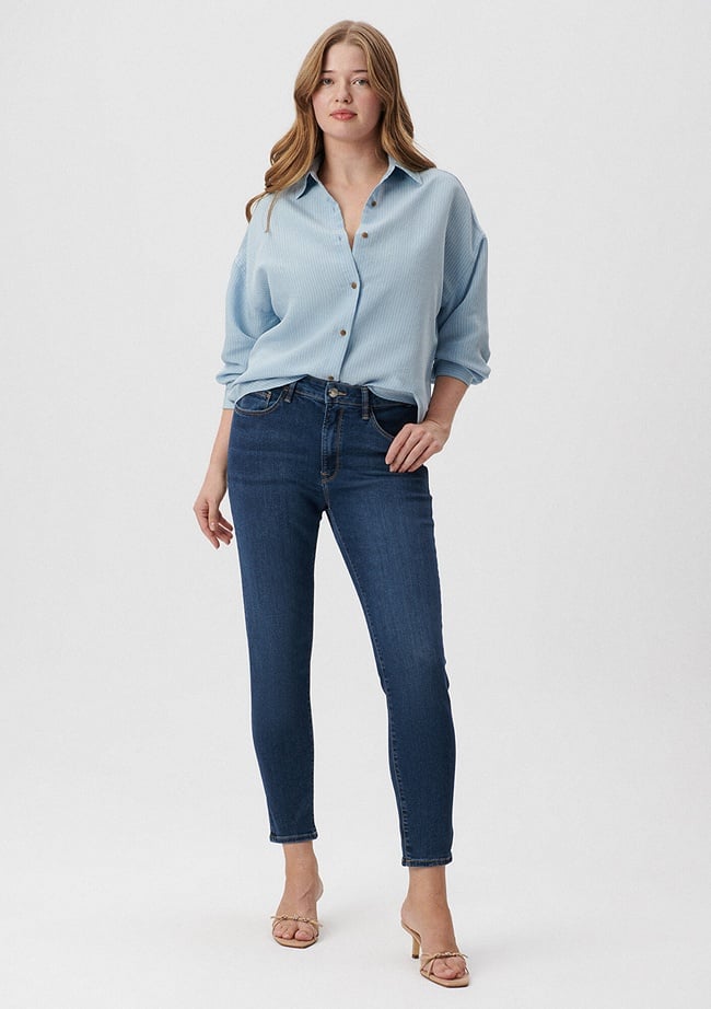  Mavi Marli Casual Koyu Mavi Jean Pantolon 101339-35246