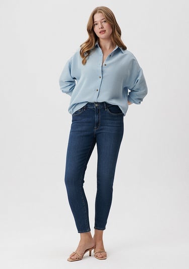  Mavi Marli Casual Koyu Mavi Jean Pantolon 101339-35246