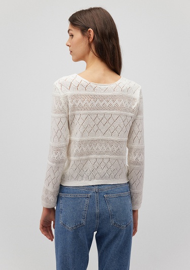  Mavi Büzgülü Beyaz Triko 1710309-70057