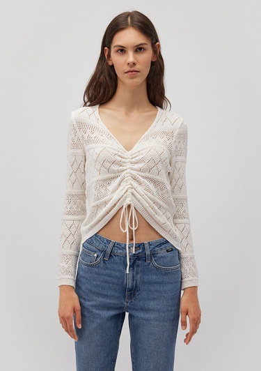  Mavi Büzgülü Beyaz Triko 1710309-70057