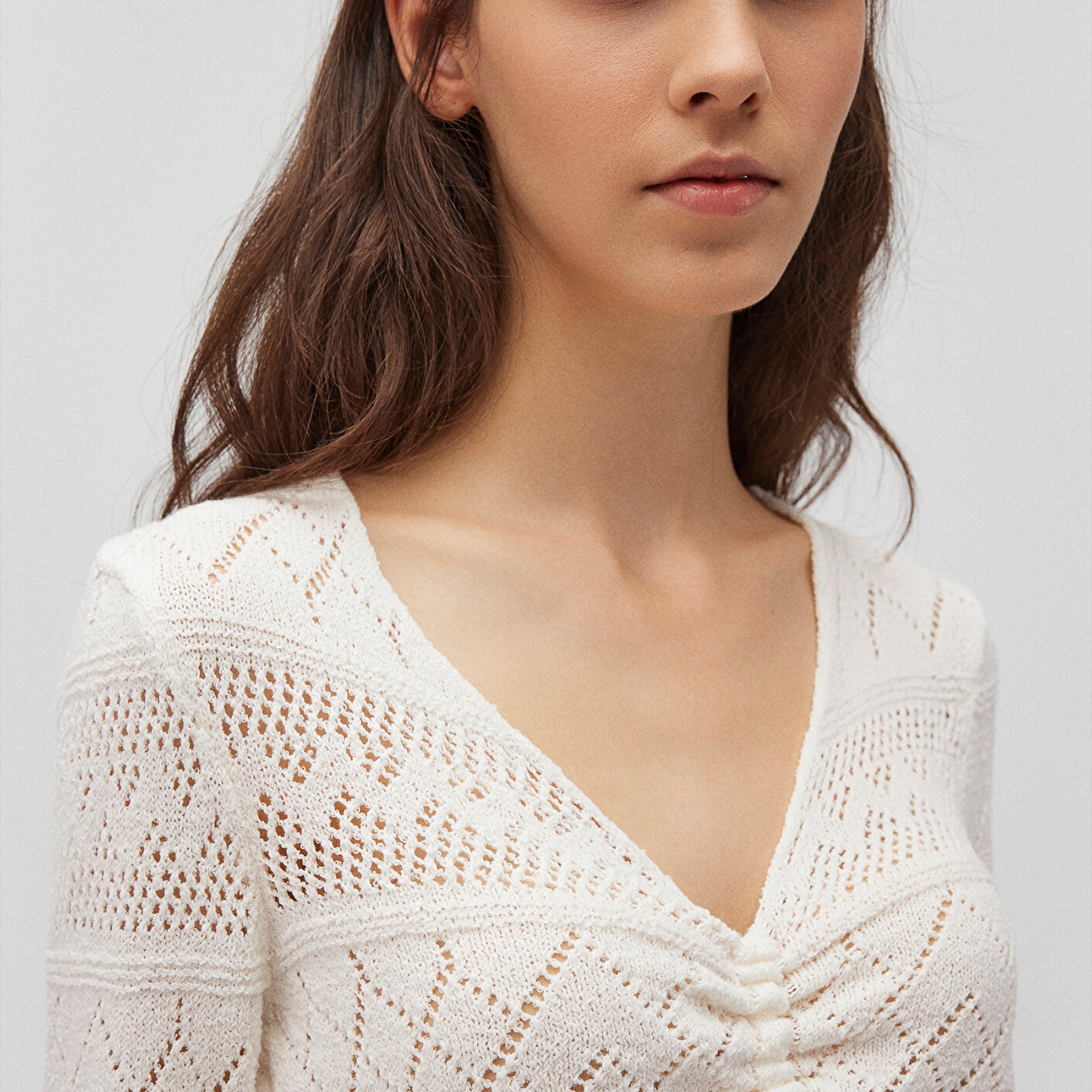 Mavi Büzgülü Beyaz Triko 1710309-70057