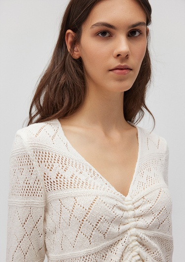  Mavi Büzgülü Beyaz Triko 1710309-70057