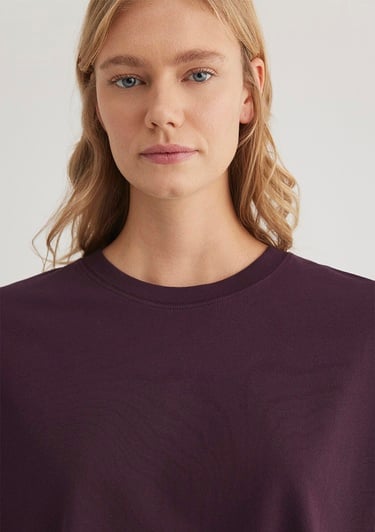  Mavi Bisiklet Yaka Mor Basic Tişört Boxy Fit 1611651-70635