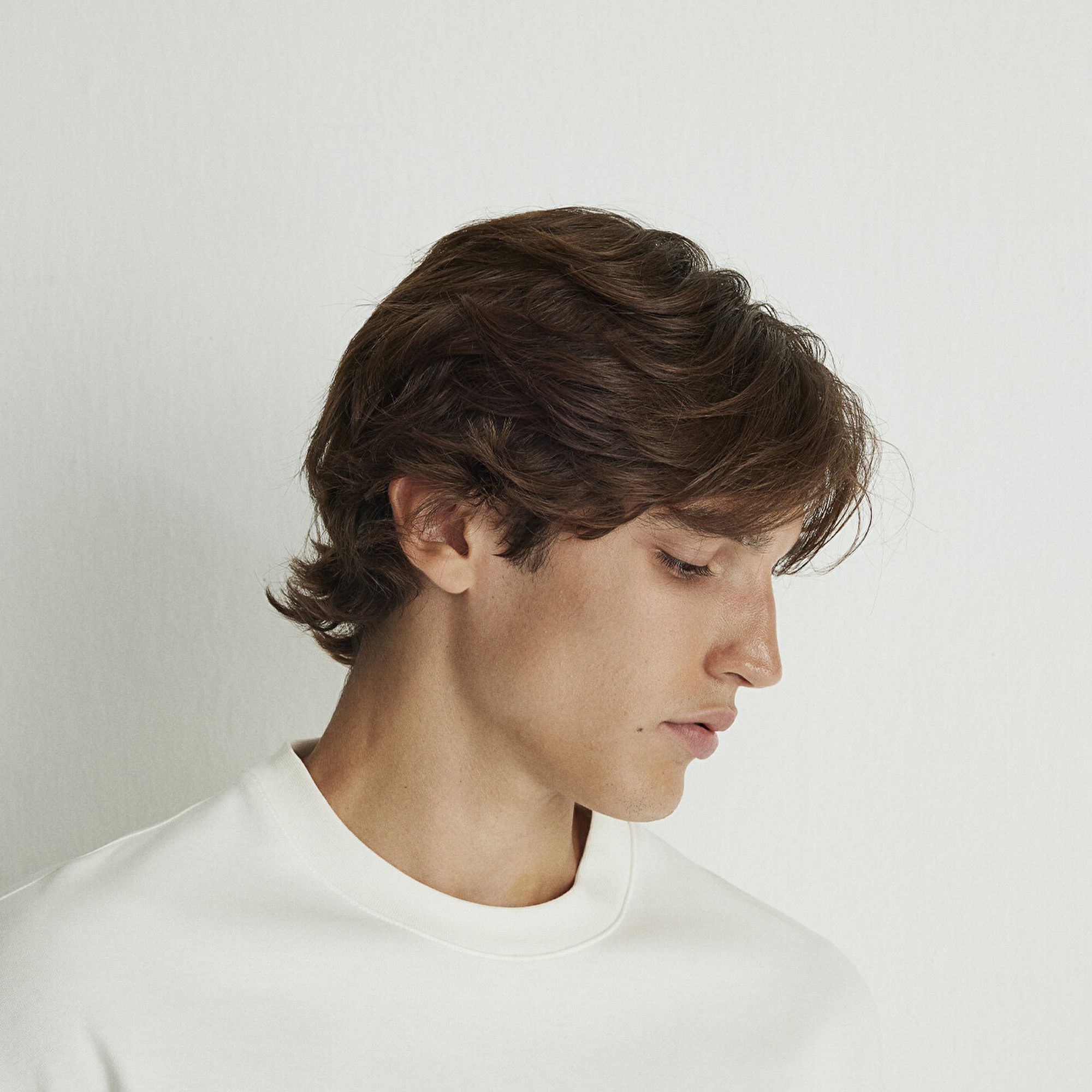 Mavi Bisiklet Yaka Beyaz Tişört Loose Fit / Bol Rahat Kesim 0611614-70057