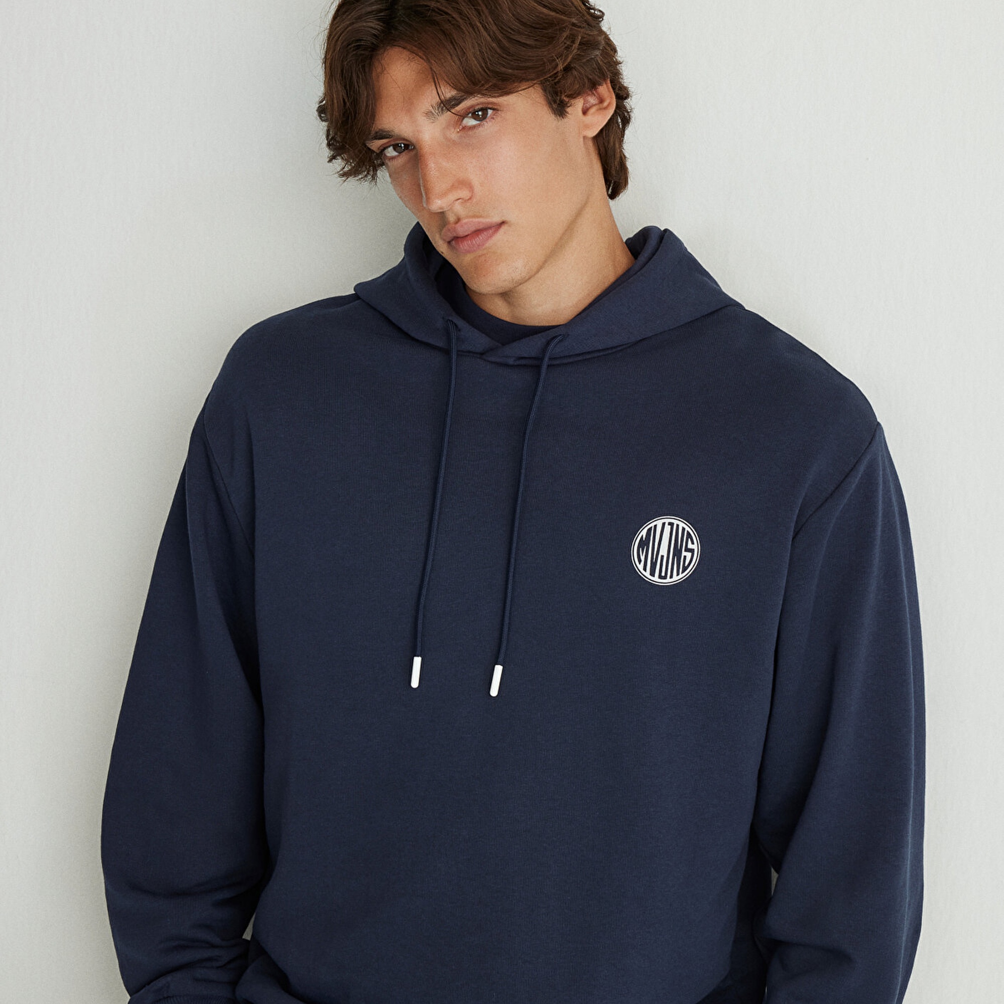 Mavi MVJNS Logo Baskılı Kapüşonlu Lacivert Sweatshirt 0611786-70490