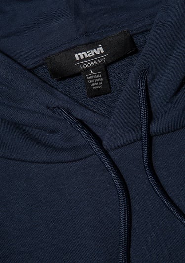  Mavi MVJNS Logo Baskılı Kapüşonlu Lacivert Sweatshirt 0611786-70490