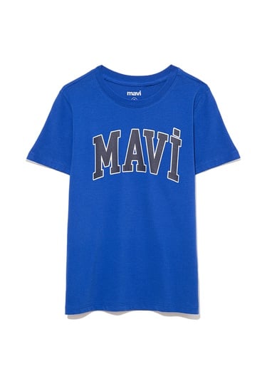  Mavi Mavi Logo Baskılı Mavi Tişört Regular Fit / Normal Kesim 6610030-70896