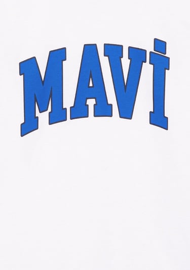  Mavi Mavi Logo Baskılı Beyaz Tişört Regular Fit / Normal Kesim 6610030-620