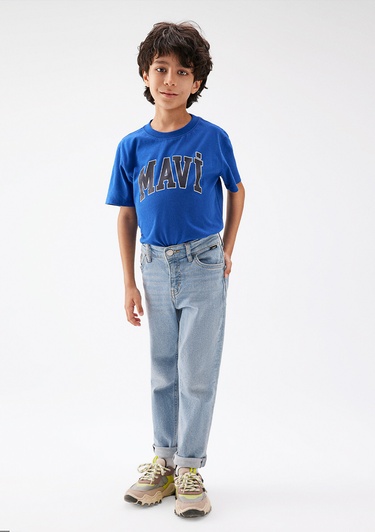  Mavi Mavi Logo Baskılı Mavi Tişört Regular Fit / Normal Kesim 6610030-70896