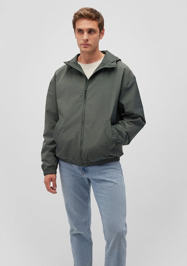  Mavi Kapüşonlu Haki Ceket Regular Fit / Normal Kesim 0110234-71598