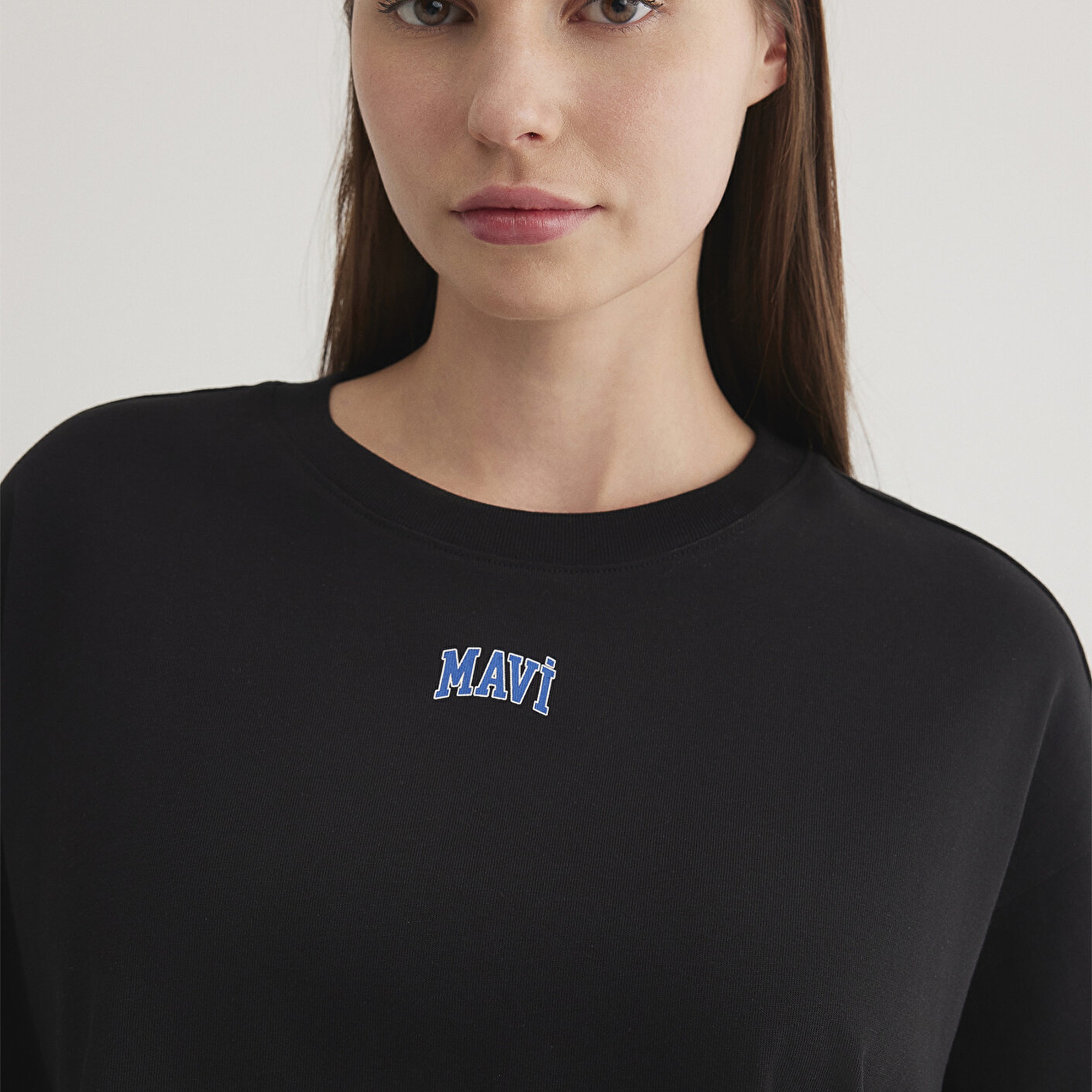 Mavi Mavi Logo Baskılı Siyah Crop Tişört Crop / Kısa Kesim 1611585-900