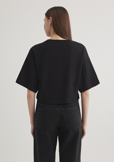  Mavi Mavi Logo Baskılı Siyah Crop Tişört Crop / Kısa Kesim 1611585-900