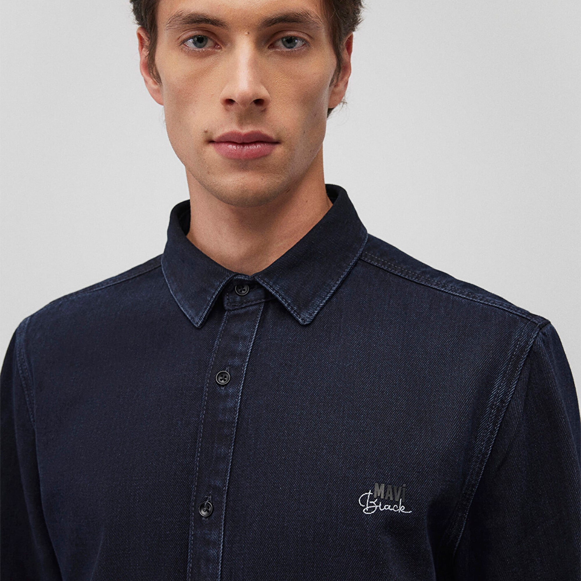 Mavi Roy Lux Black Gece Mavisi Jean Gömlek Slim Fit / Dar Kesim 0210496-85224