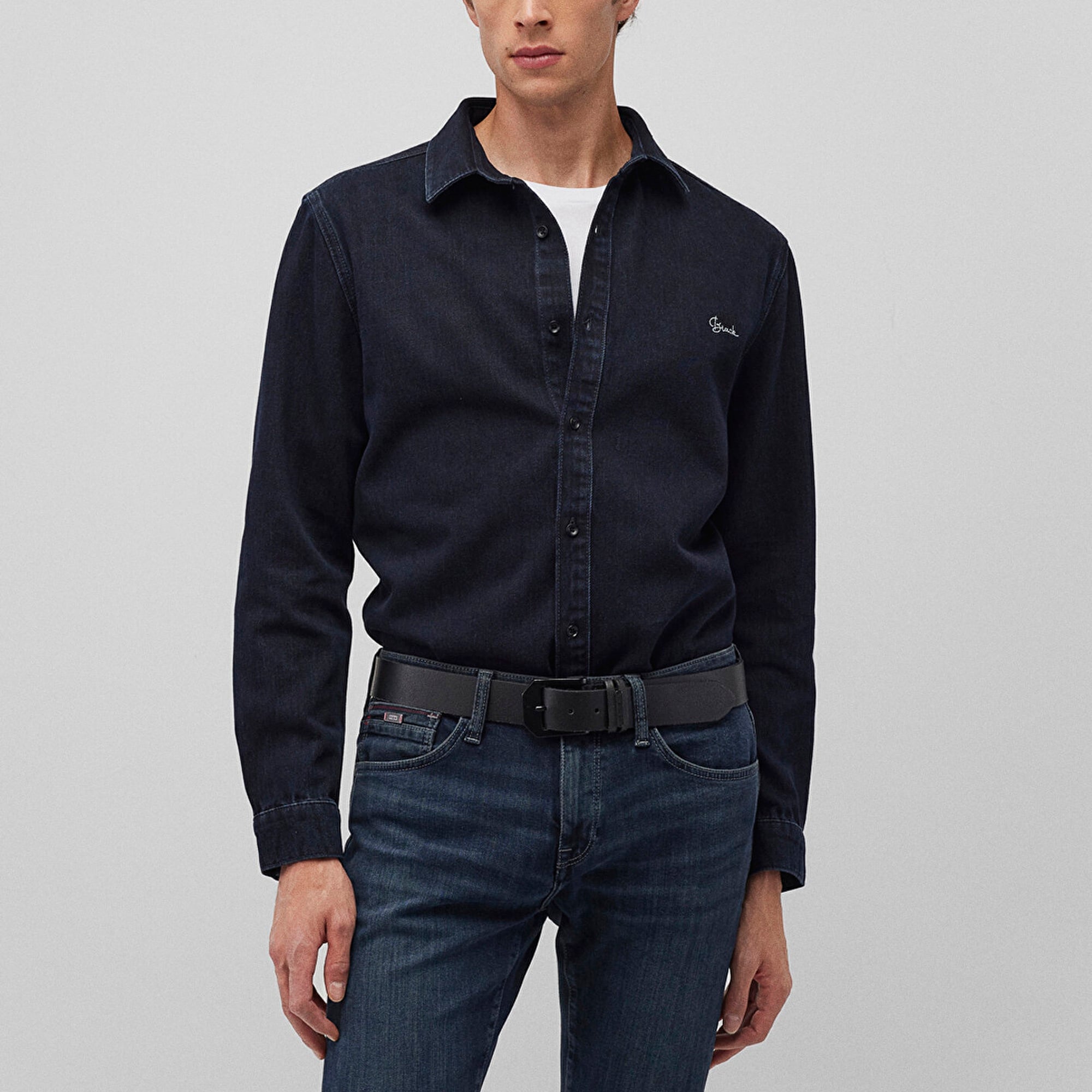 Mavi Roy Lux Black Gece Mavisi Jean Gömlek Slim Fit / Dar Kesim 0210496-85224