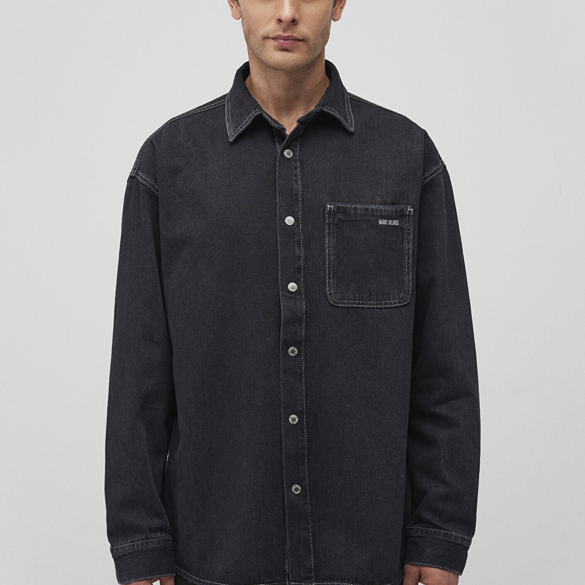 Mavi Aidan Mavi Black Antrasit Jean Gömlek Regular Fit / Normal Kesim 0210588-85622