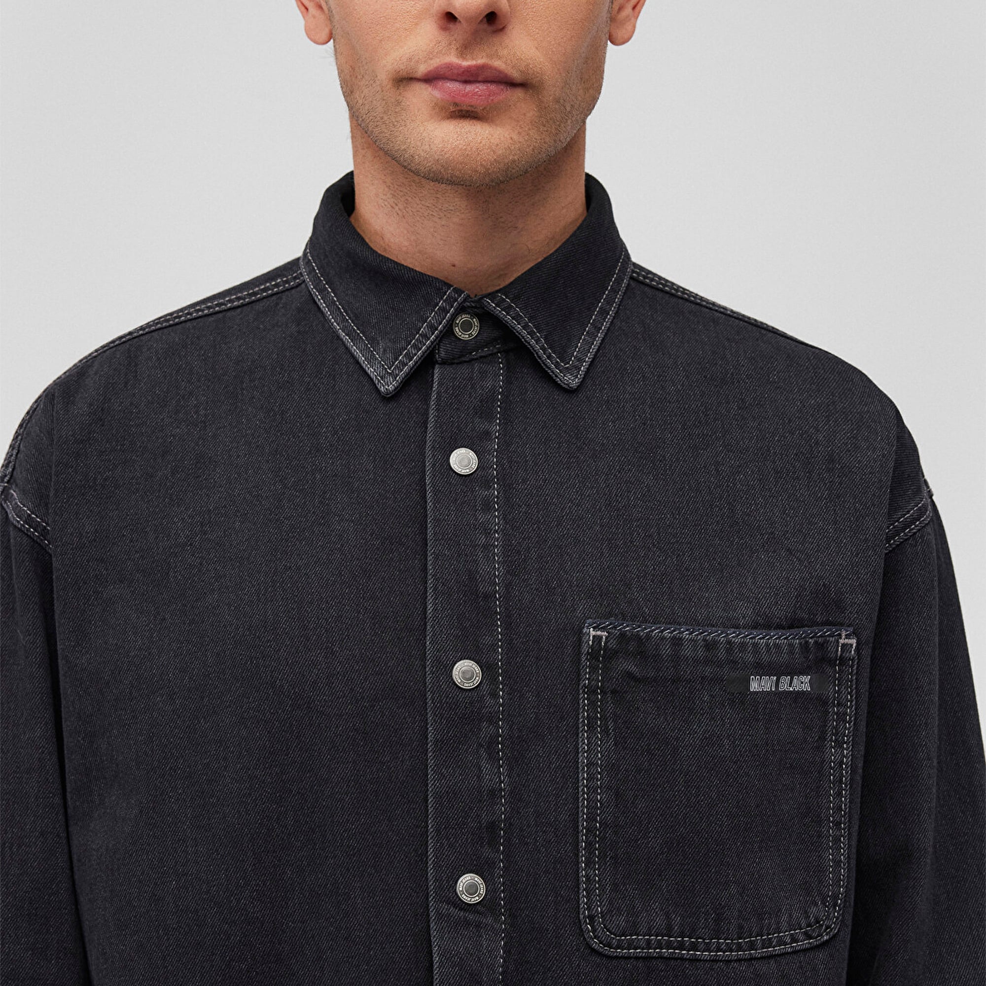 Mavi Aidan Mavi Black Antrasit Jean Gömlek Regular Fit / Normal Kesim 0210588-85622