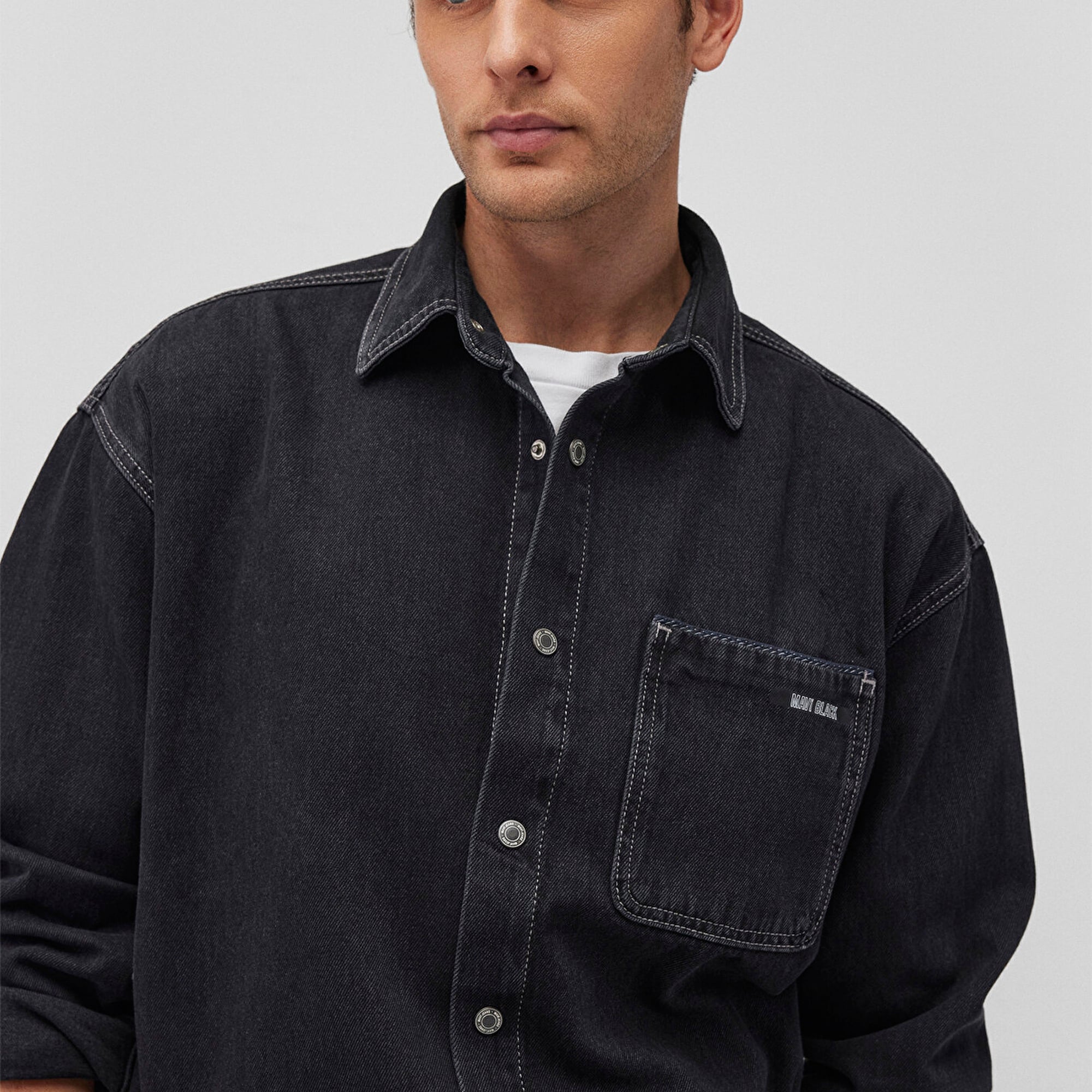 Mavi Aidan Mavi Black Antrasit Jean Gömlek Regular Fit / Normal Kesim 0210588-85622