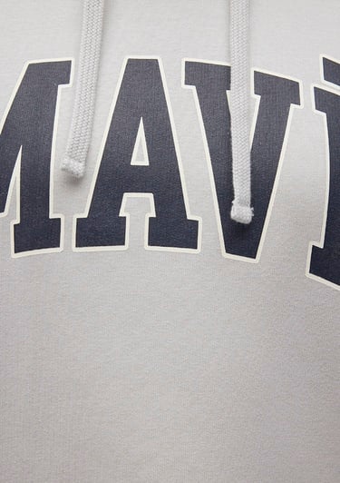  Mavi Mavi Logo Baskılı Kapüşonlu Gri Sweatshirt 1600361-34322