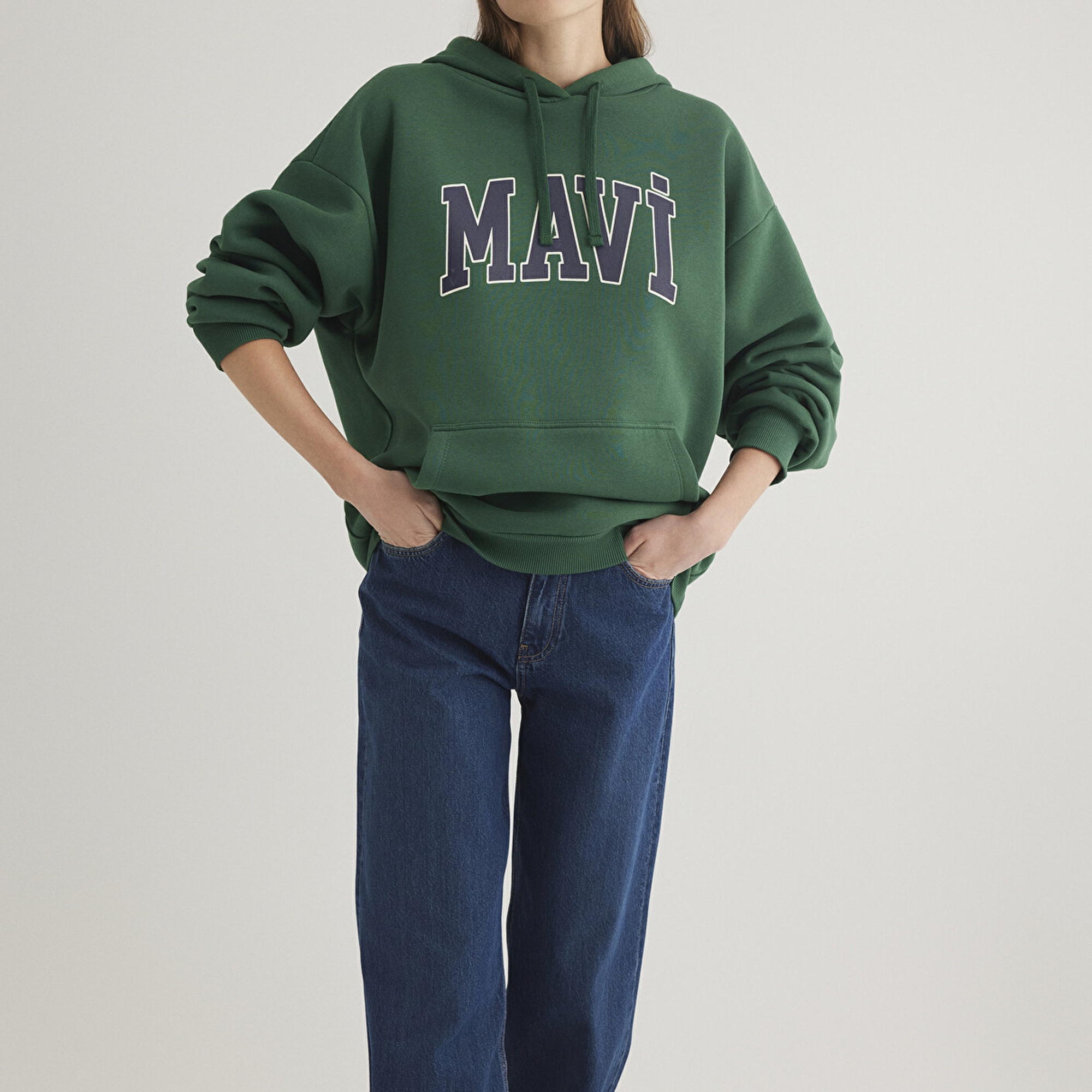 Mavi Mavi Logo Baskılı Kapüşonlu Yeşil Sweatshirt 1600361-71892