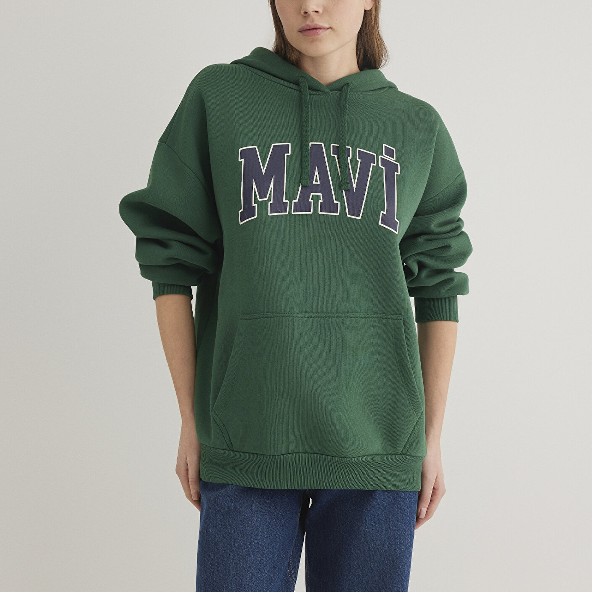 Mavi Mavi Logo Baskılı Kapüşonlu Yeşil Sweatshirt 1600361-71892
