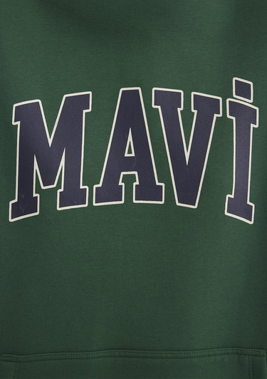  Mavi Mavi Logo Baskılı Kapüşonlu Yeşil Sweatshirt 1600361-71892