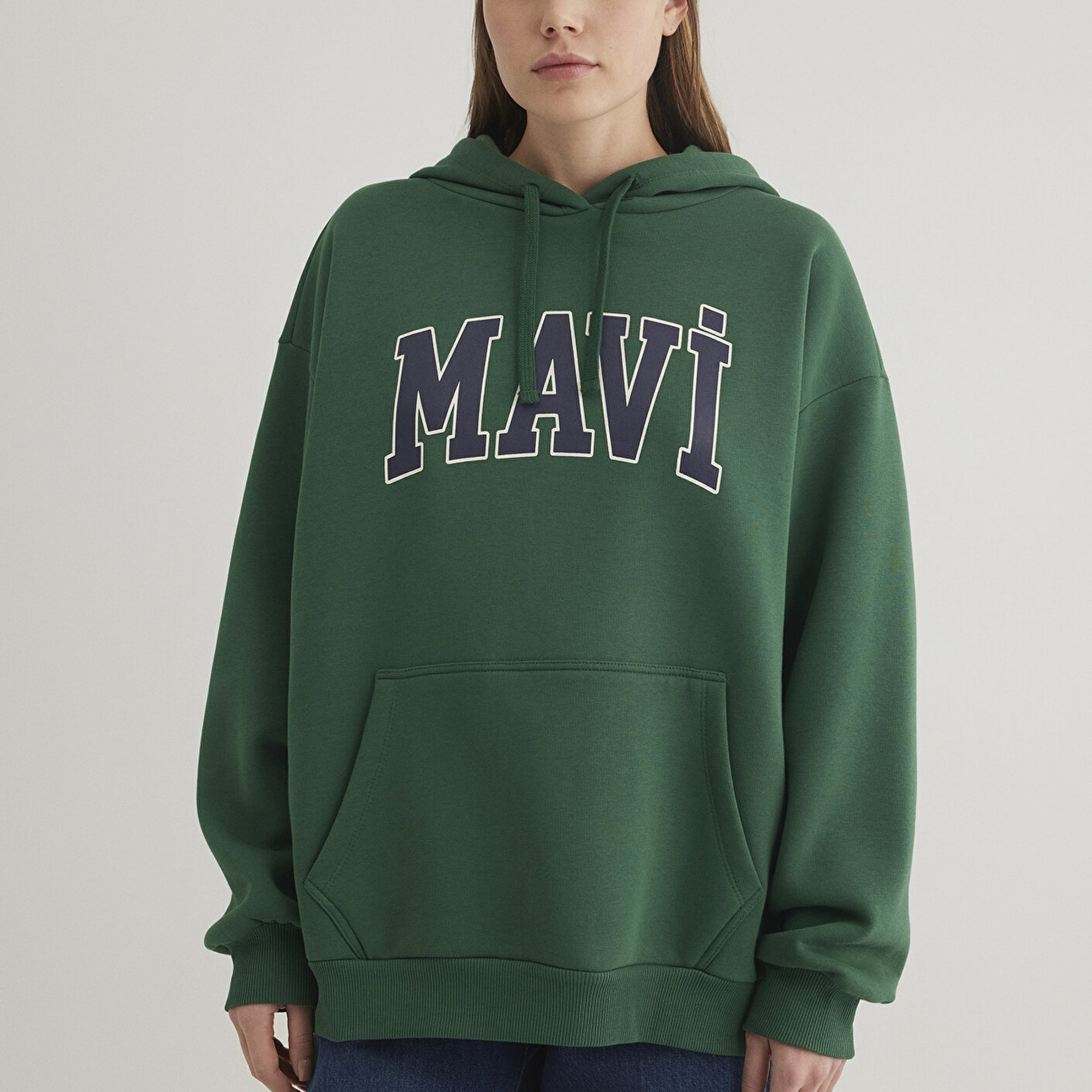 Mavi Mavi Logo Baskılı Kapüşonlu Yeşil Sweatshirt 1600361-71892