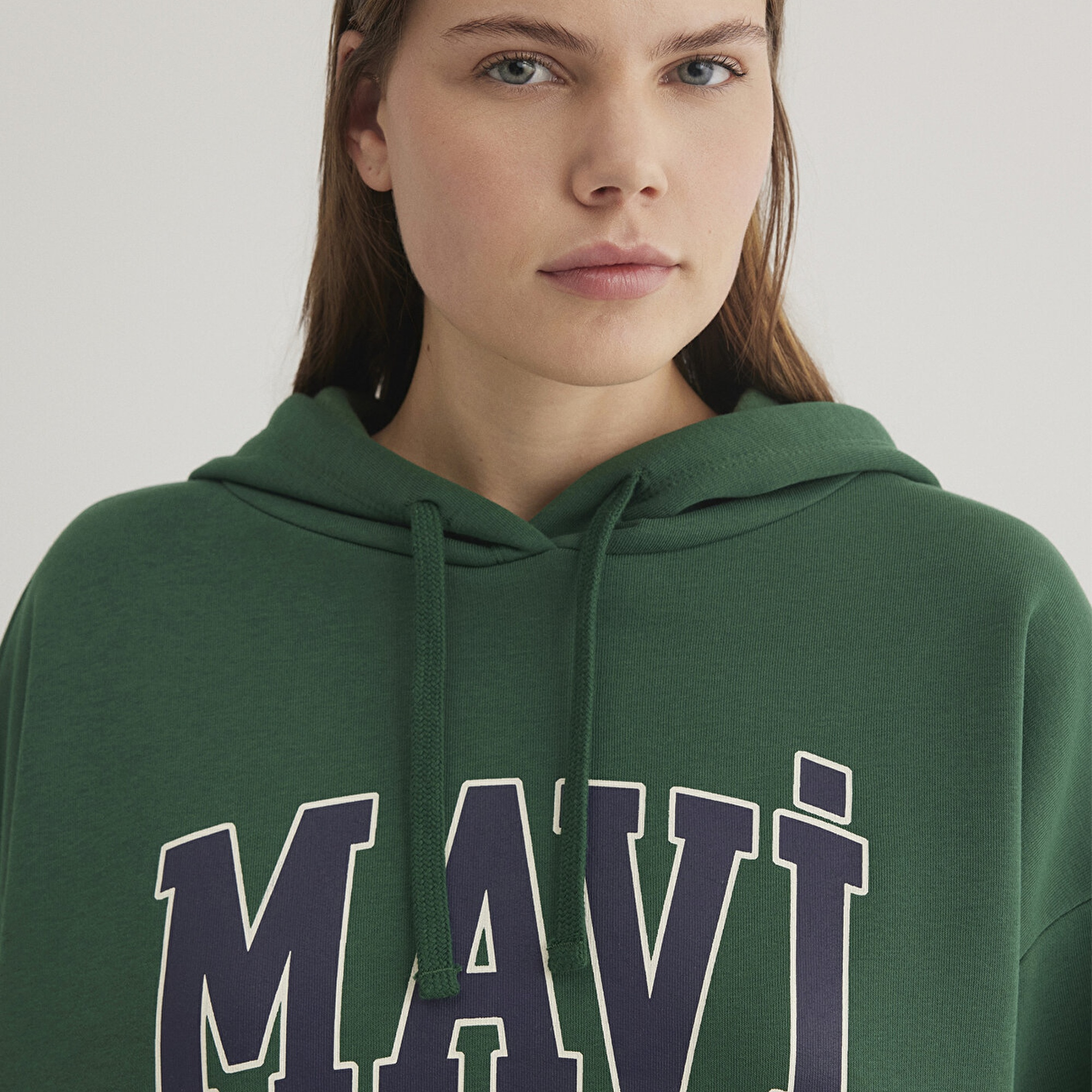 Mavi Mavi Logo Baskılı Kapüşonlu Yeşil Sweatshirt 1600361-71892