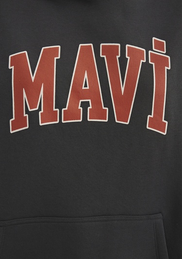  Mavi Mavi Logo Baskılı Kapüşonlu Antrasit Sweatshirt 1600361-80106