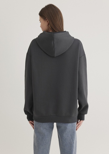  Mavi Mavi Logo Baskılı Kapüşonlu Antrasit Sweatshirt 1600361-80106