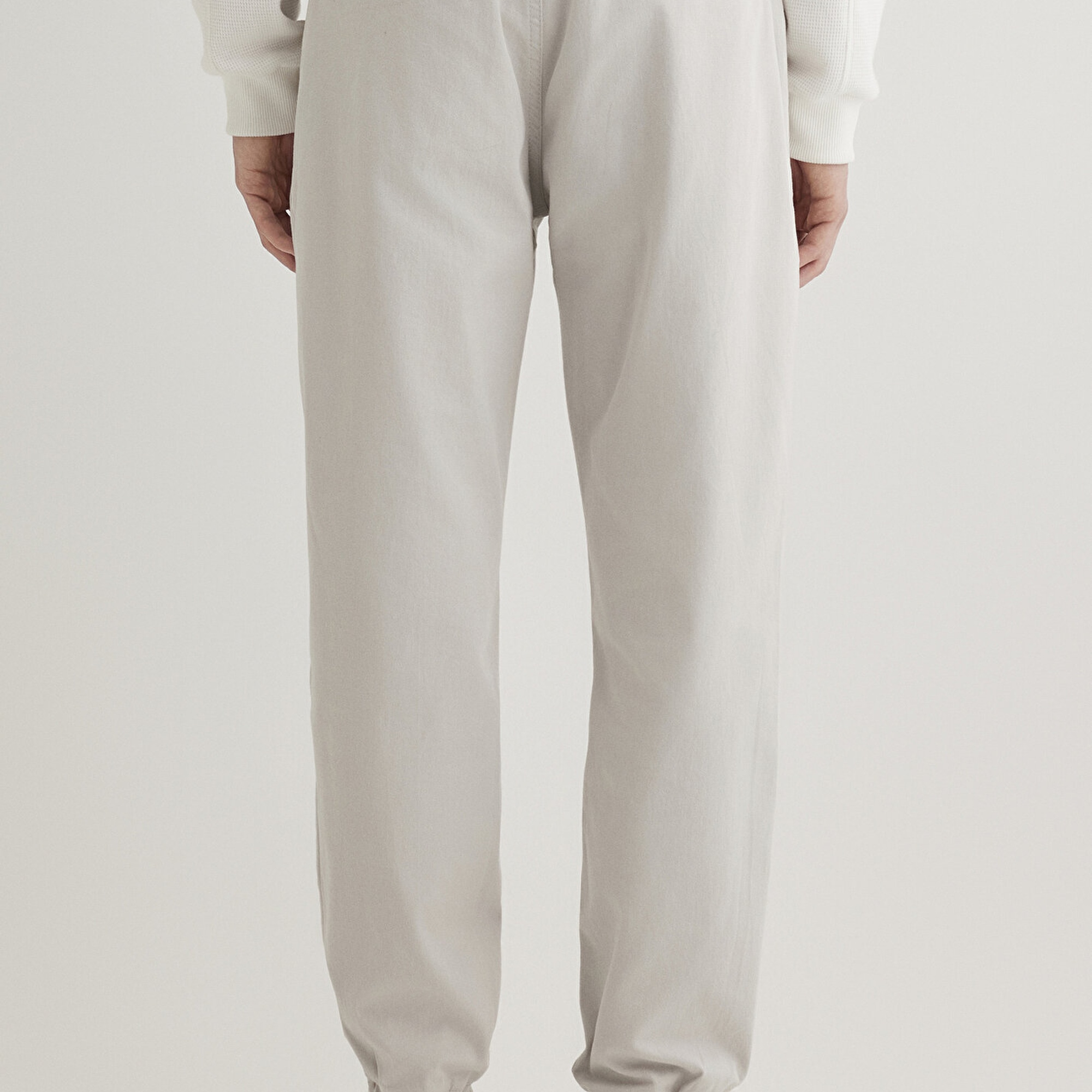 Mavi Beli Lastikli Açık Gri Jogger Pantolon 000169-70074