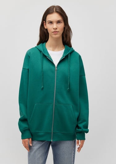  Mavi Kapüşonlu Fermuarlı Yeşil Sweatshirt 1610221-71874