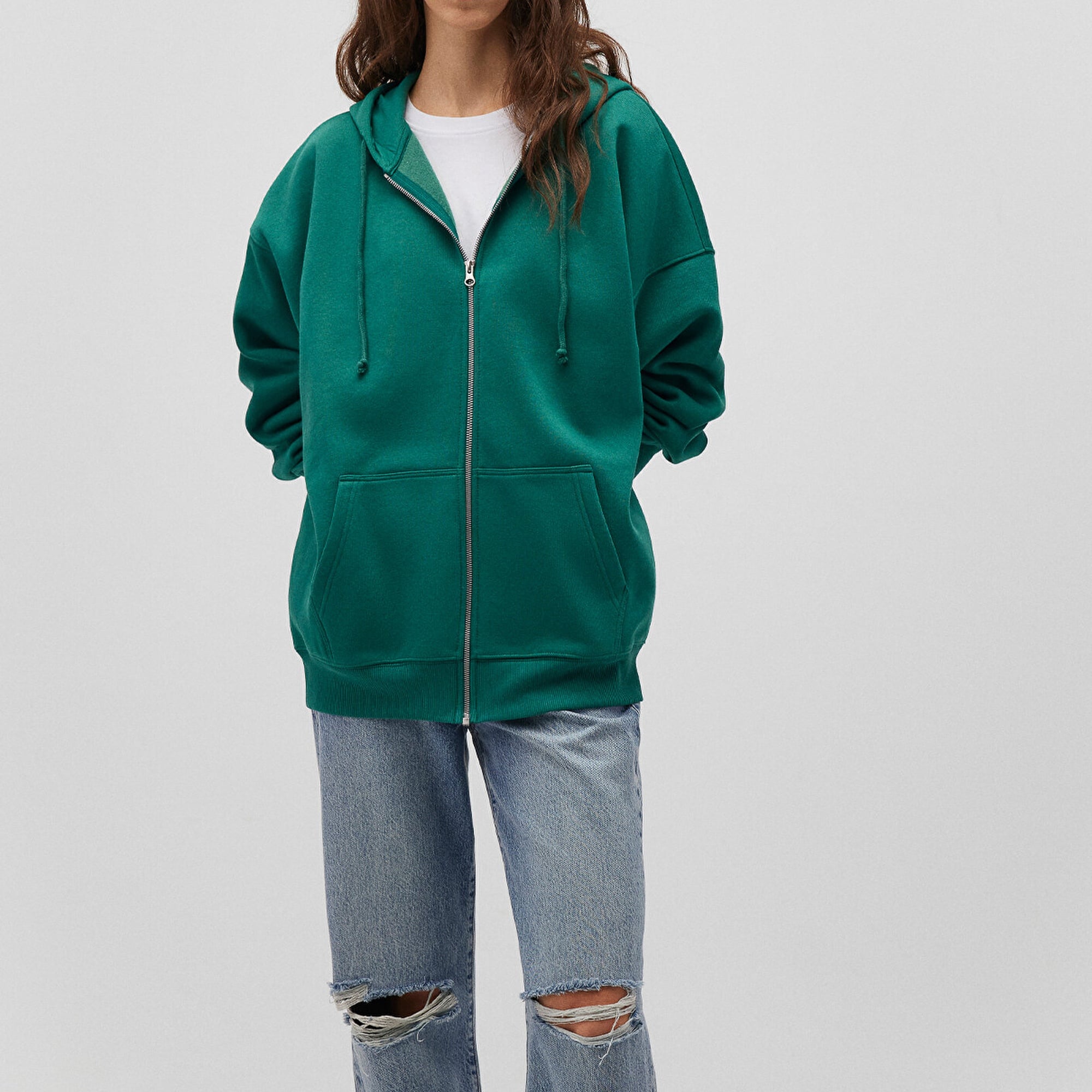 Mavi Kapüşonlu Fermuarlı Yeşil Sweatshirt 1610221-71874