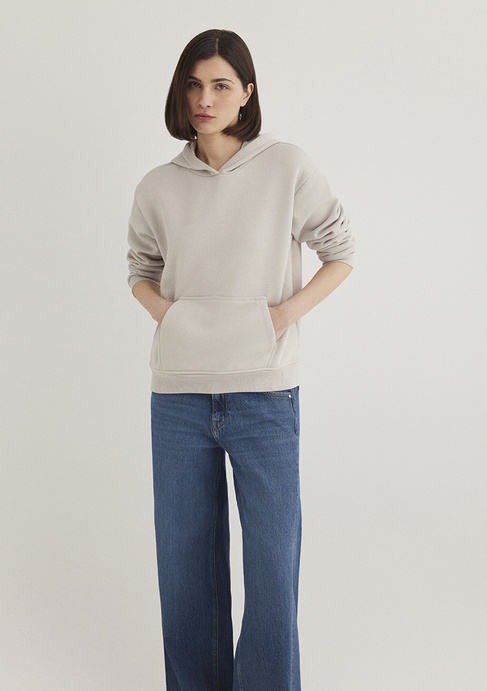  Mavi Kapüşonlu Gri Basic Sweatshirt 167299-70074