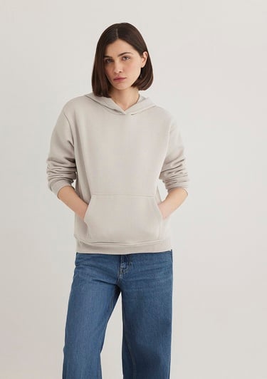  Mavi Kapüşonlu Gri Basic Sweatshirt 167299-70074