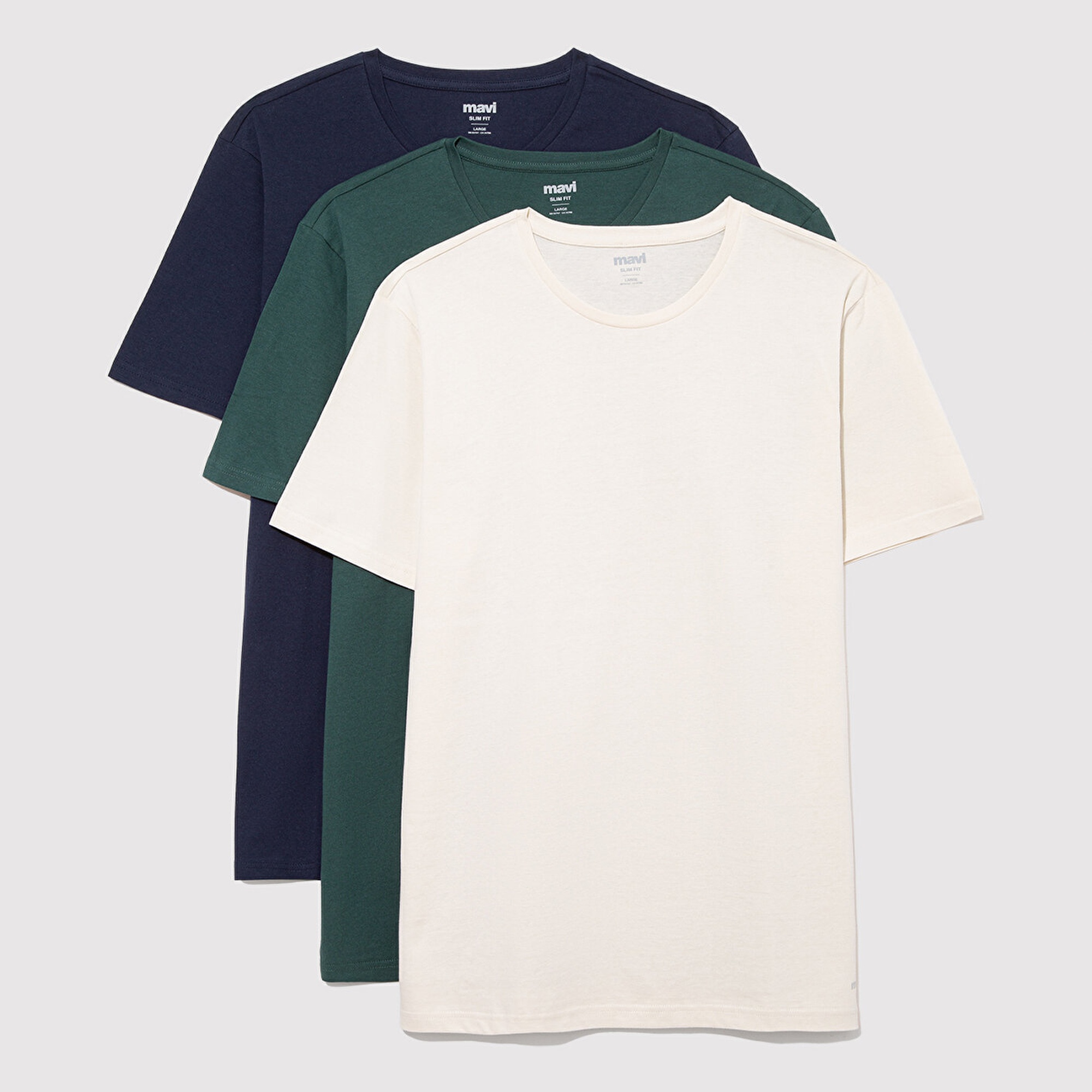 Mavi 3lü Bisiklet Yaka Erkek Basic Tişört Slim Fit / Dar Kesim 0611784-70490