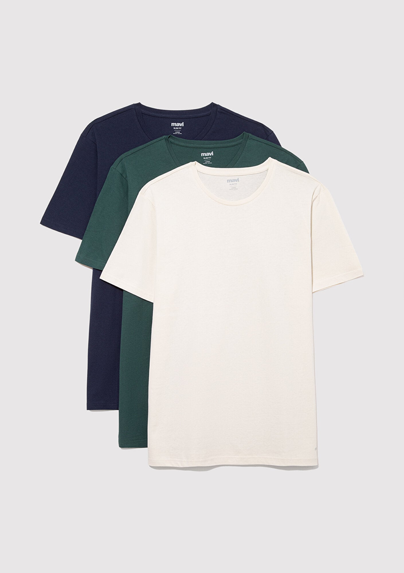  Mavi 3lü Bisiklet Yaka Erkek Basic Tişört Slim Fit / Dar Kesim 0611784-70490