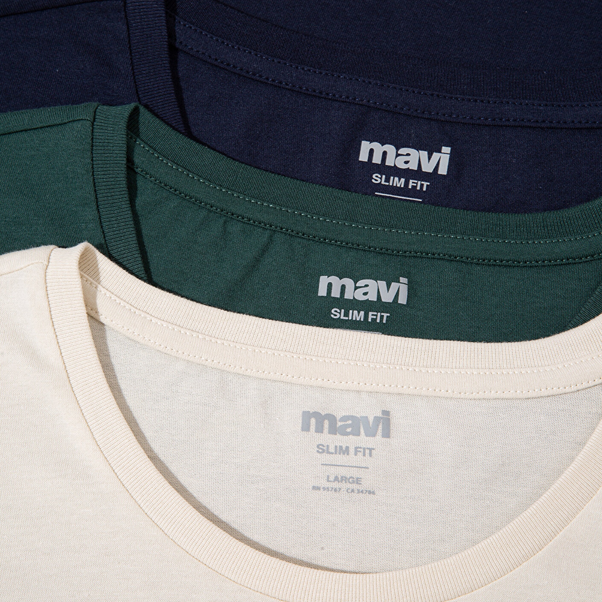 Mavi 3lü Bisiklet Yaka Erkek Basic Tişört Slim Fit / Dar Kesim 0611784-70490