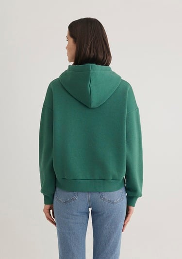  Mavi Mavi Logo Baskılı Kapüşonlu Yeşil Sweatshirt 168334-71874