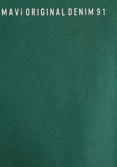  Mavi Mavi Logo Baskılı Kapüşonlu Yeşil Sweatshirt 168334-71874