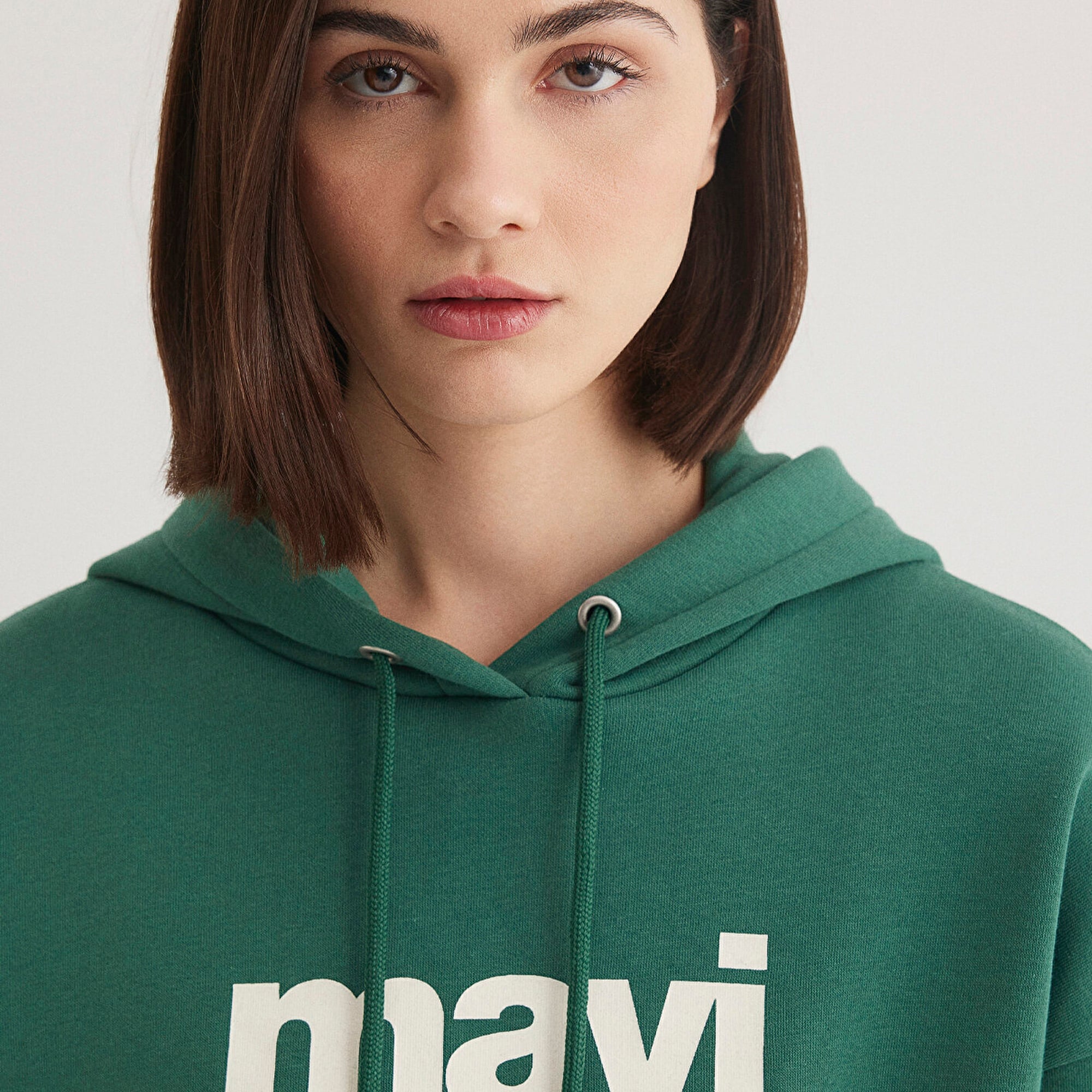 Mavi Mavi Logo Baskılı Kapüşonlu Yeşil Sweatshirt 168334-71874