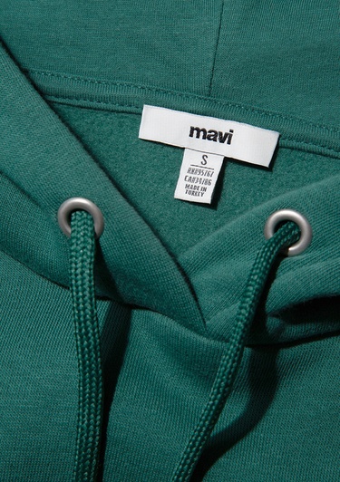  Mavi Mavi Logo Baskılı Kapüşonlu Yeşil Sweatshirt 168334-71874