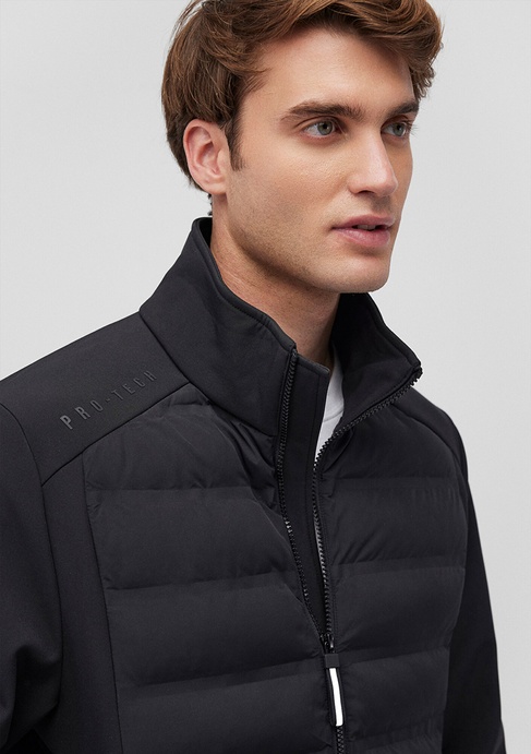  Mavi Dik Yaka Siyah Şişme Mont 0110217-71379