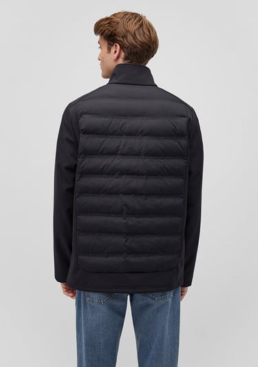  Mavi Dik Yaka Siyah Şişme Mont 0110217-71379