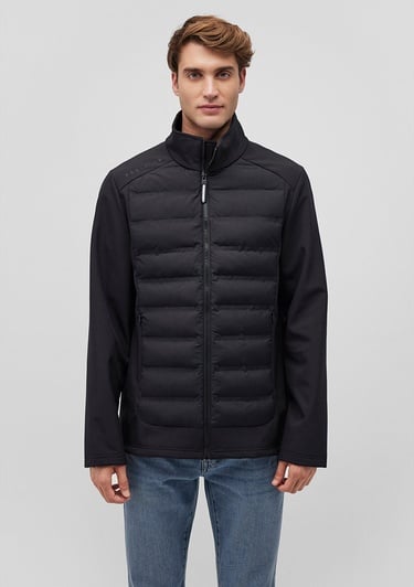  Mavi Dik Yaka Siyah Şişme Mont 0110217-71379